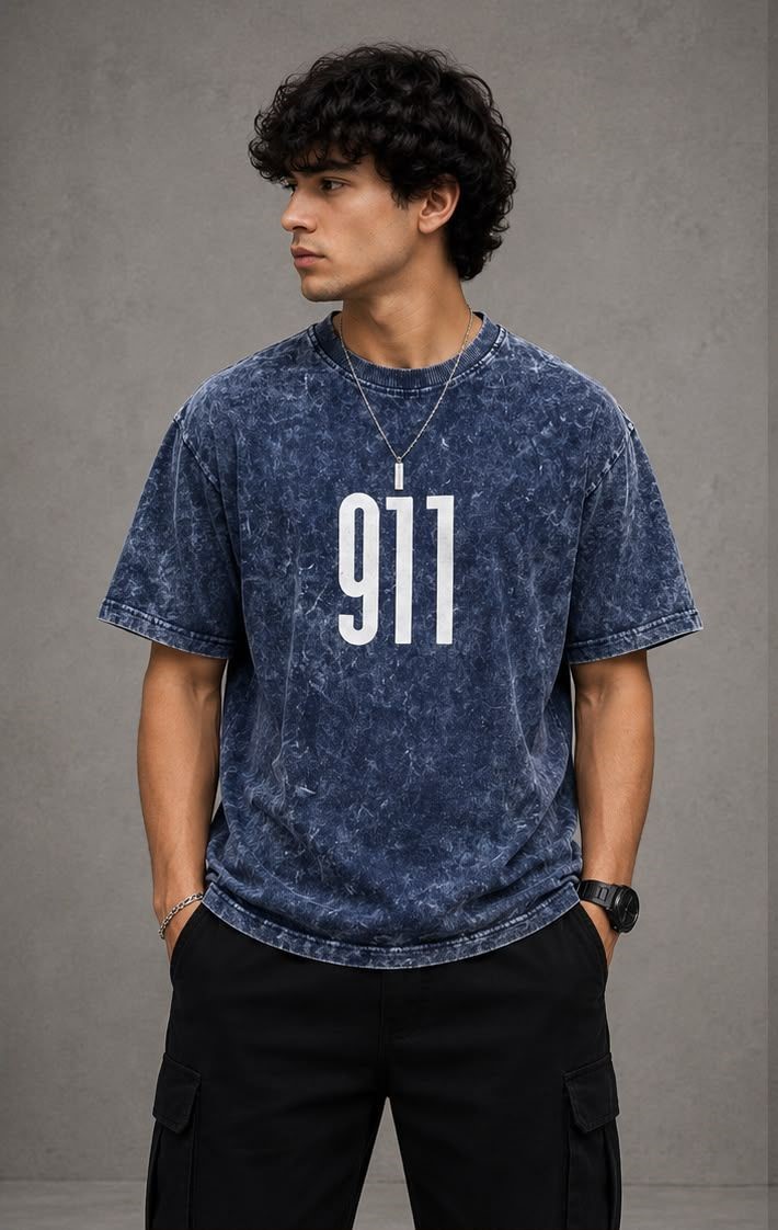 Porsche 911 Acid Wash Drop Shoulder T-Shirt