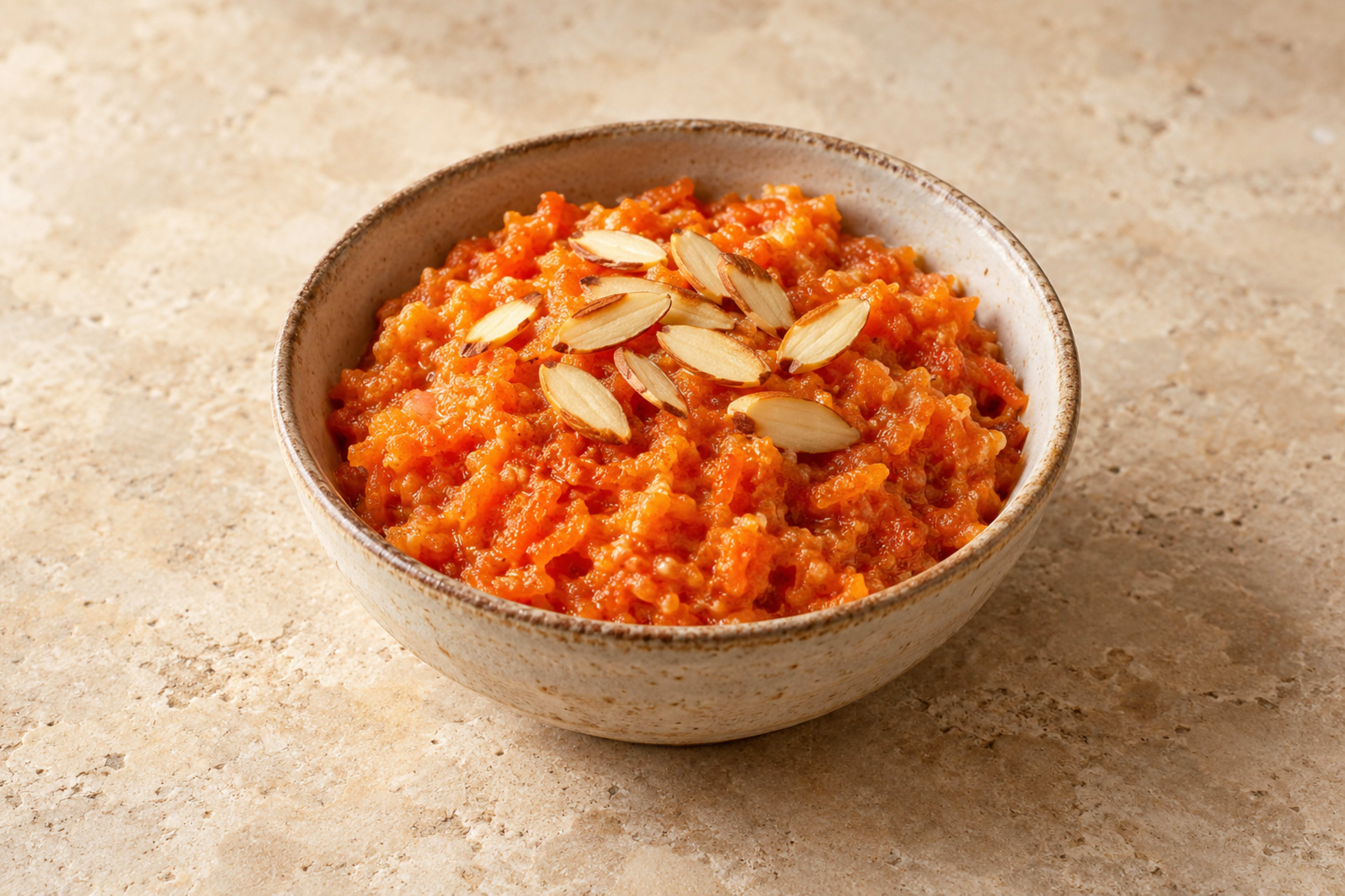 Warm carrot halwa