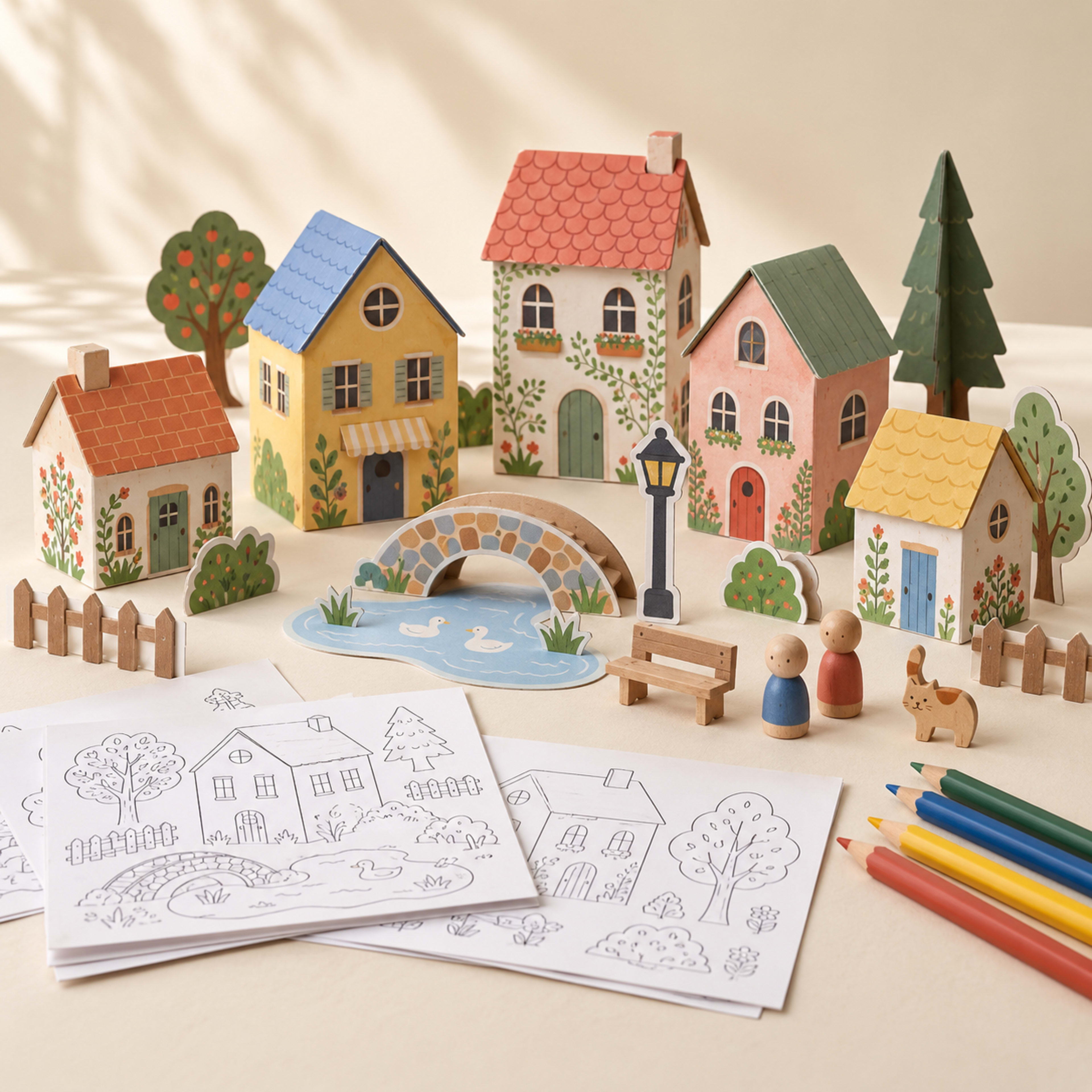 Colour & Make Paper Village