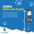 Zebra with Rope Tail Plush Squeaky Chew Toy for Dogs(49CM) - Suitable for All Dog Breeds thumbnail 3