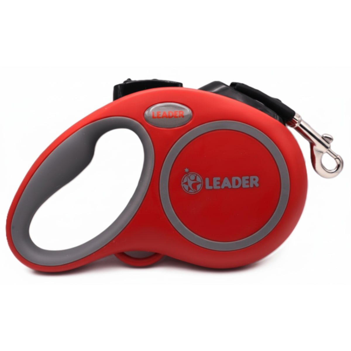 Leader - Red Retractable Dog Leash - M (5M Leash, One-Button Lock & Brake for Medium Dogs up to 25kg)