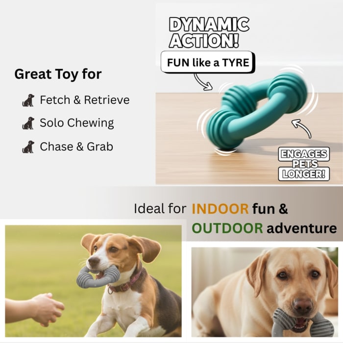 Three-Sphere Dog Chew Ring Toy, Durable Interactive Chew Toy for Small & Medium Dogs view 4
