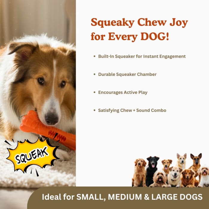 Bone-Shaped Squeaky Dog Toy, Durable Interactive Chew Toy for Small, Medium & Large Dogs view 6