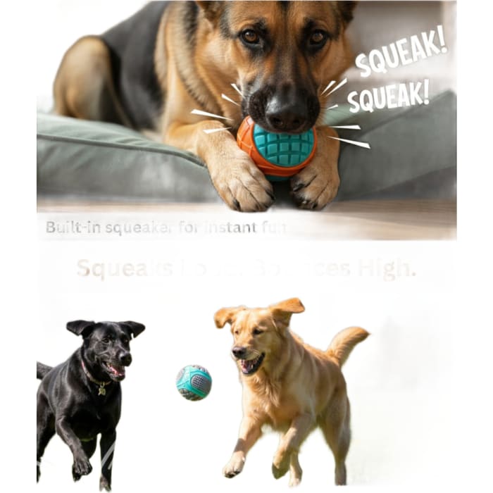 Checkered Dog Ball Toy, Durable Interactive Chew Toy for Medium & Large Dogs view 4