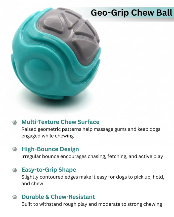 Geo-Grip Dog Ball Toy, Durable Interactive Chew Toy for Medium & Large Dogs view 7