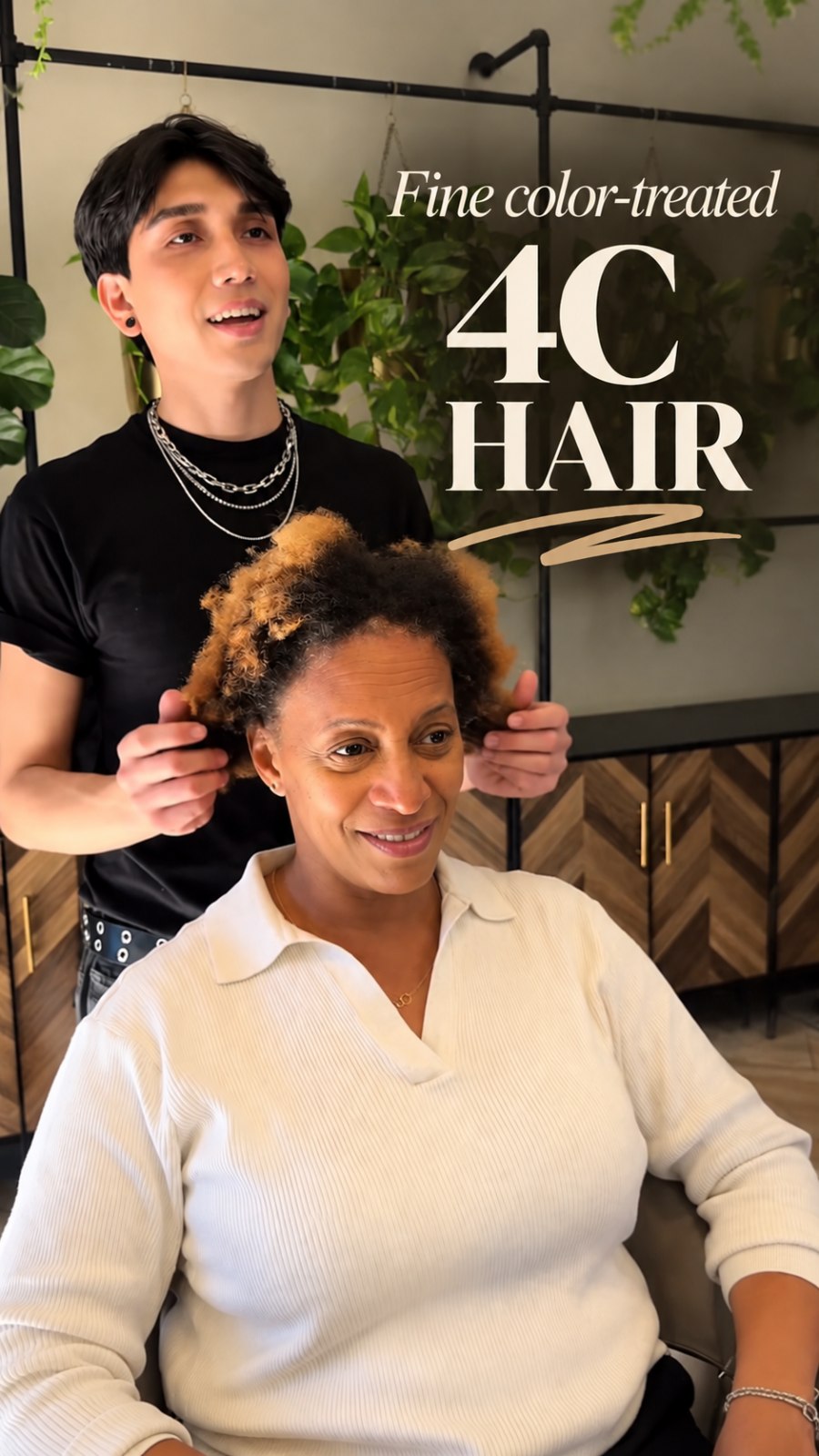 Fine color-treated 4C hair at SMOOTHED