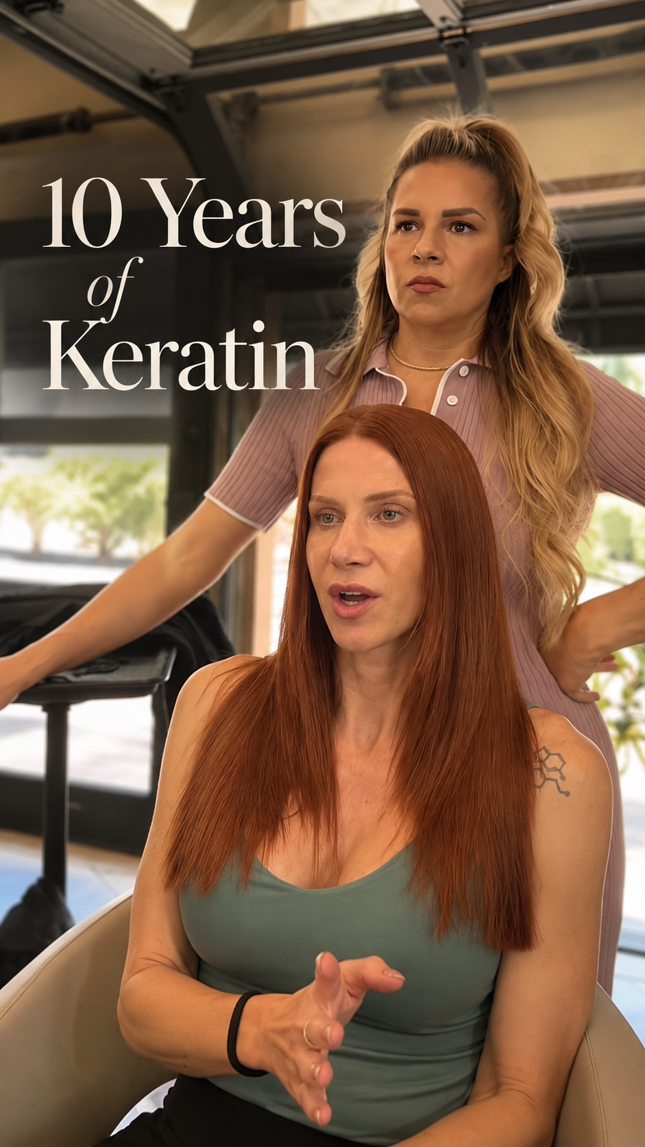 A client with ten years of keratin treatments and zero heat, in the SMOOTHED chair