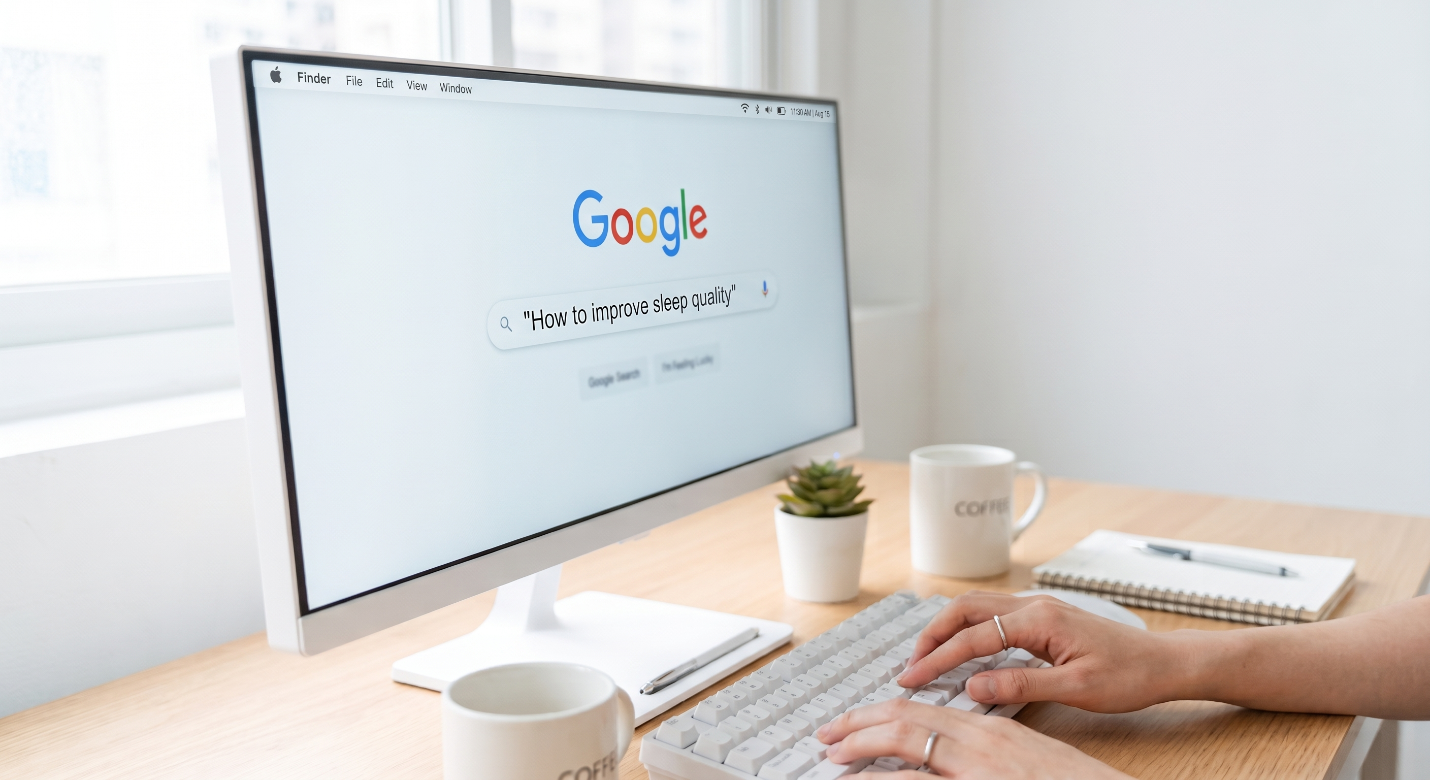 A person checking whether their page is indexed and ranking for a target keyword in Google search.