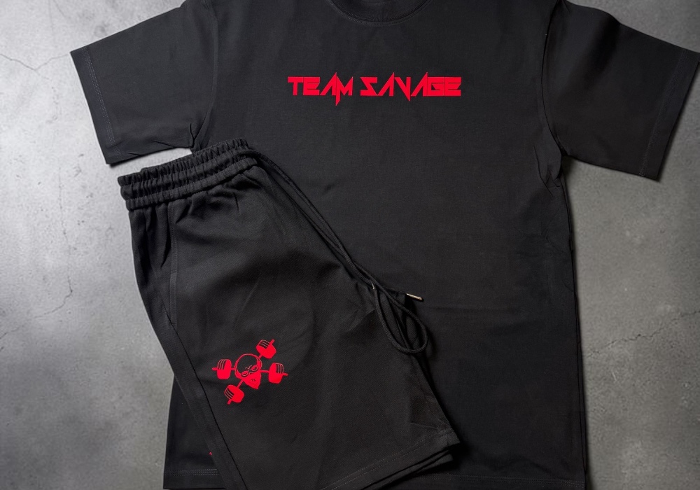 Team savage oversized tee and short set