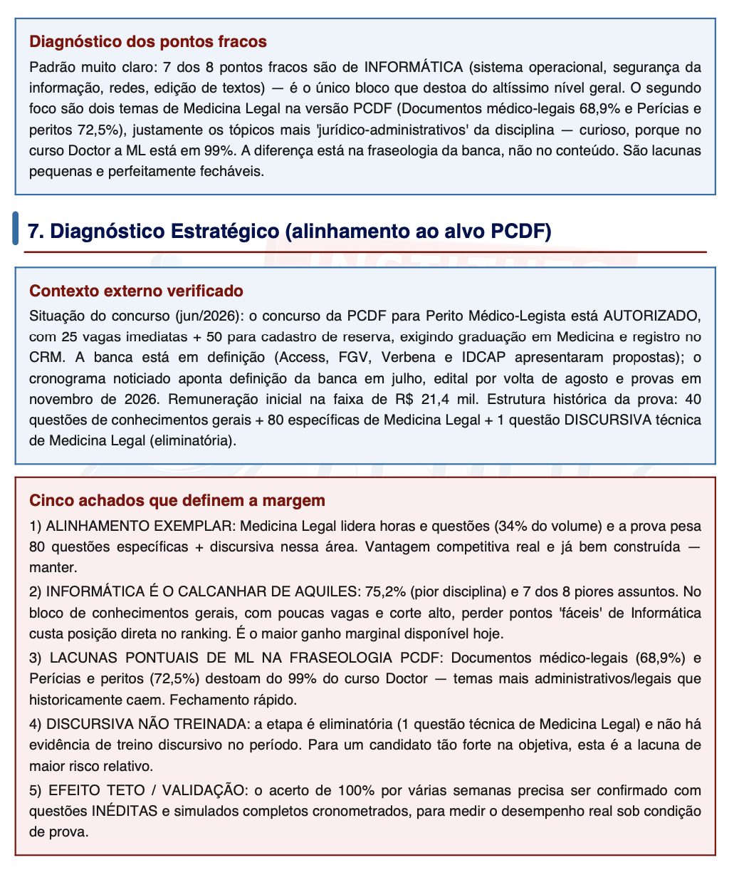 Relatório de desempenho: diagnóstico estratégico e alinhamento ao concurso