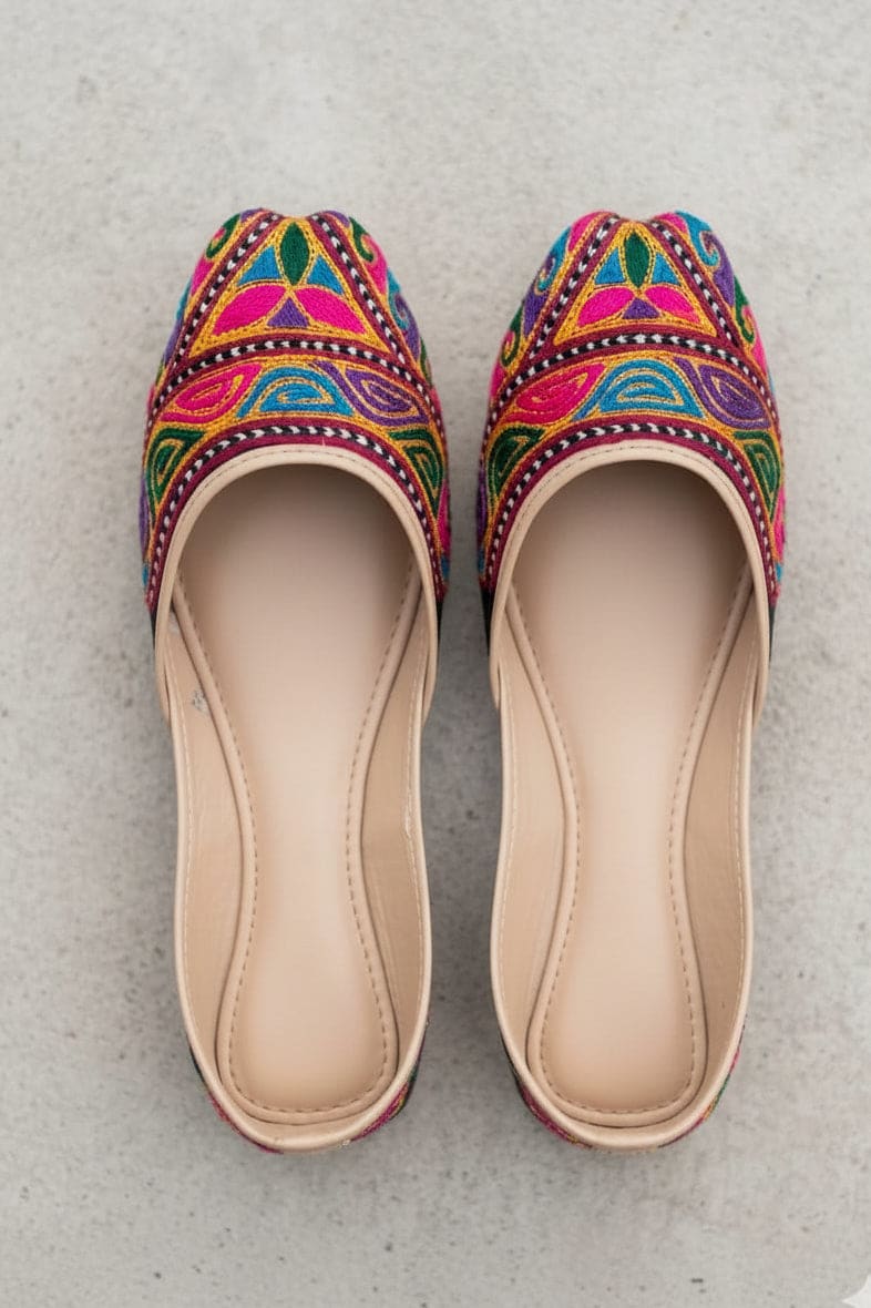 Rangeen Rajasthani Jutti — Multicolor Threadwork Flats | Hand made — image 1