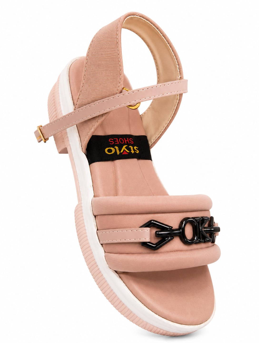 Women's Peach Soft Cushion Sandal with Chain Buckle