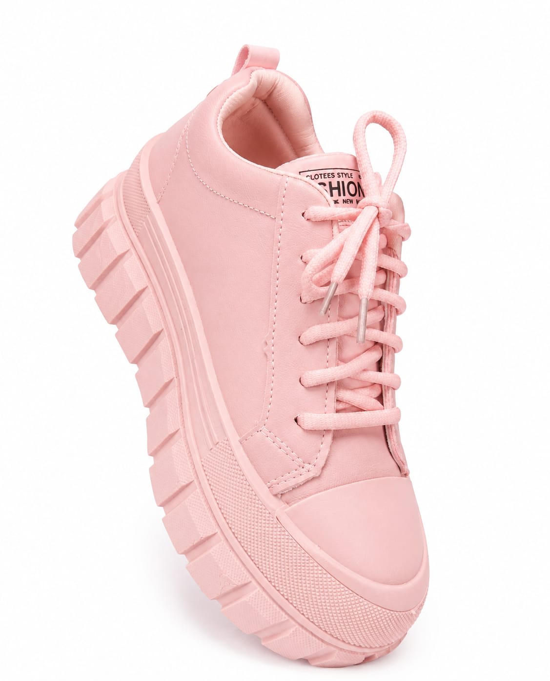 Women's Baby Pink Chunky Lace-Up Sneaker