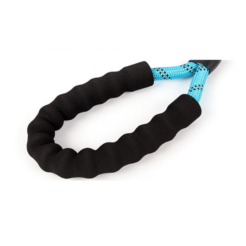 Reflective rope dog leash with foam handle
