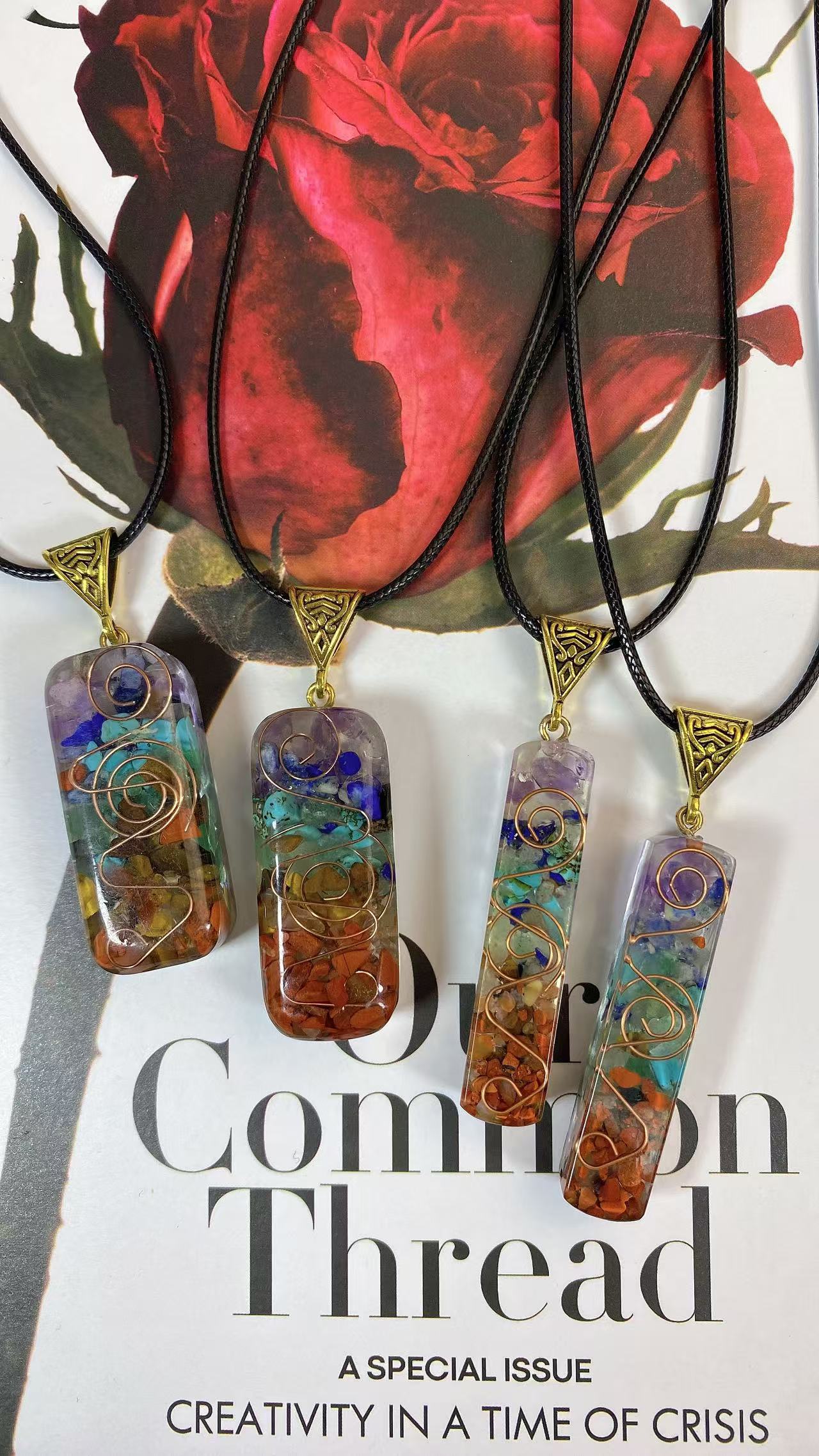 7 Chakra healing crystal pendant necklace