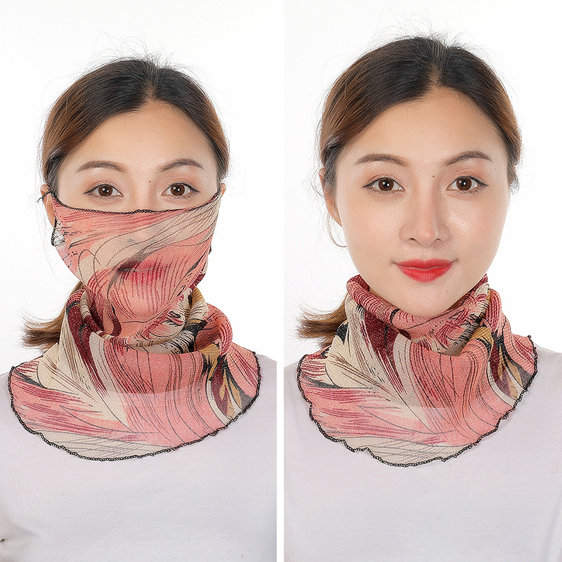 Chiffon face mask scarf with ear loops