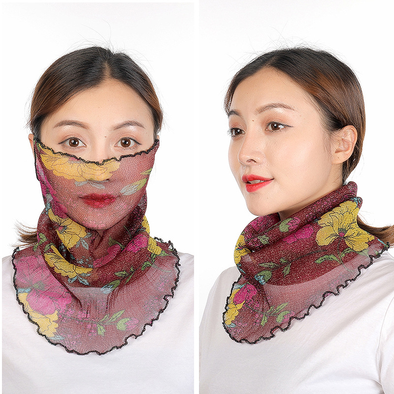 Chiffon face mask scarf with ear loops