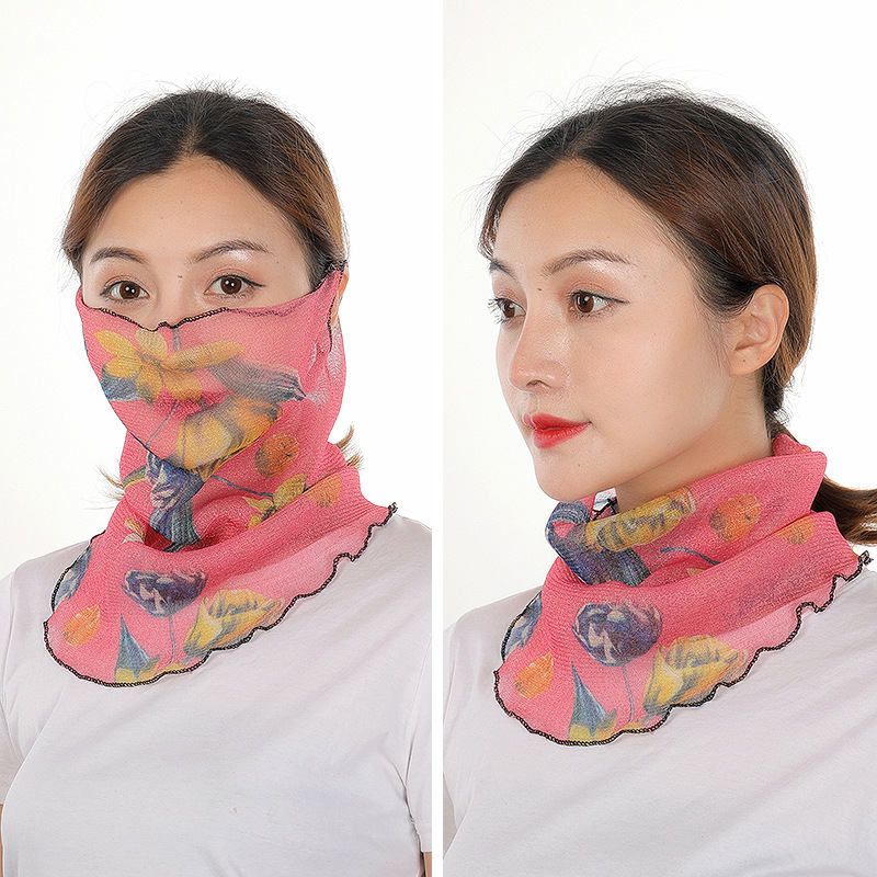 Chiffon face mask scarf with ear loops