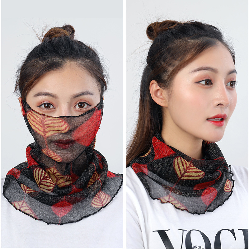 Chiffon face mask scarf with ear loops