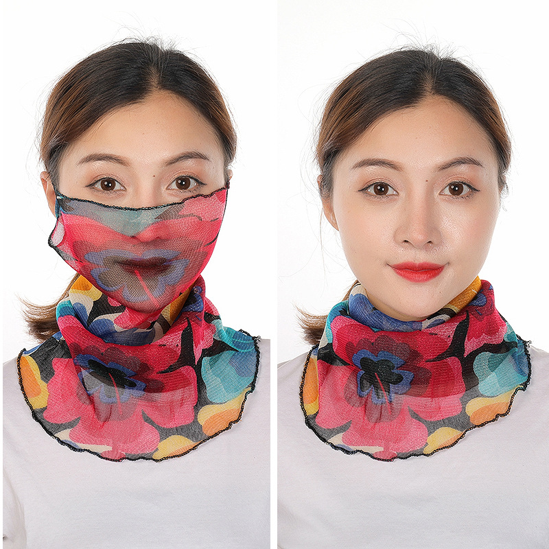 Chiffon face mask scarf with ear loops