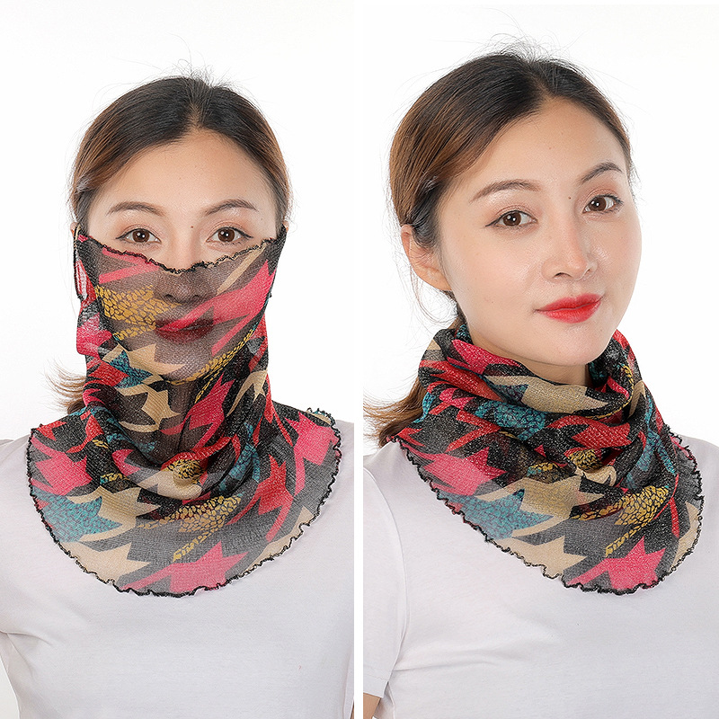 Chiffon face mask scarf with ear loops