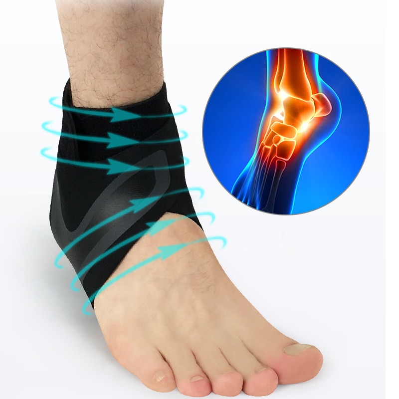 Black adjustable sports ankle support brace