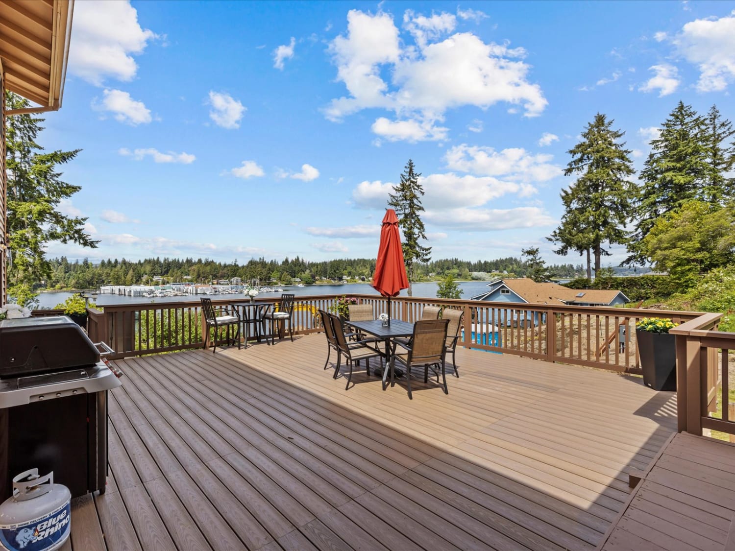 Large composite deck overlooking the bay