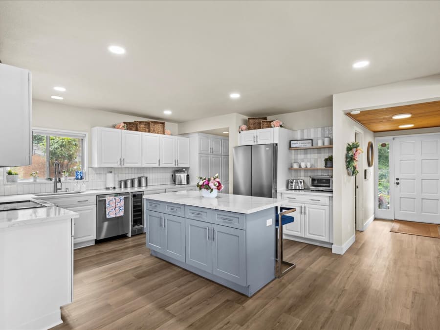 Wide remodeled kitchen view