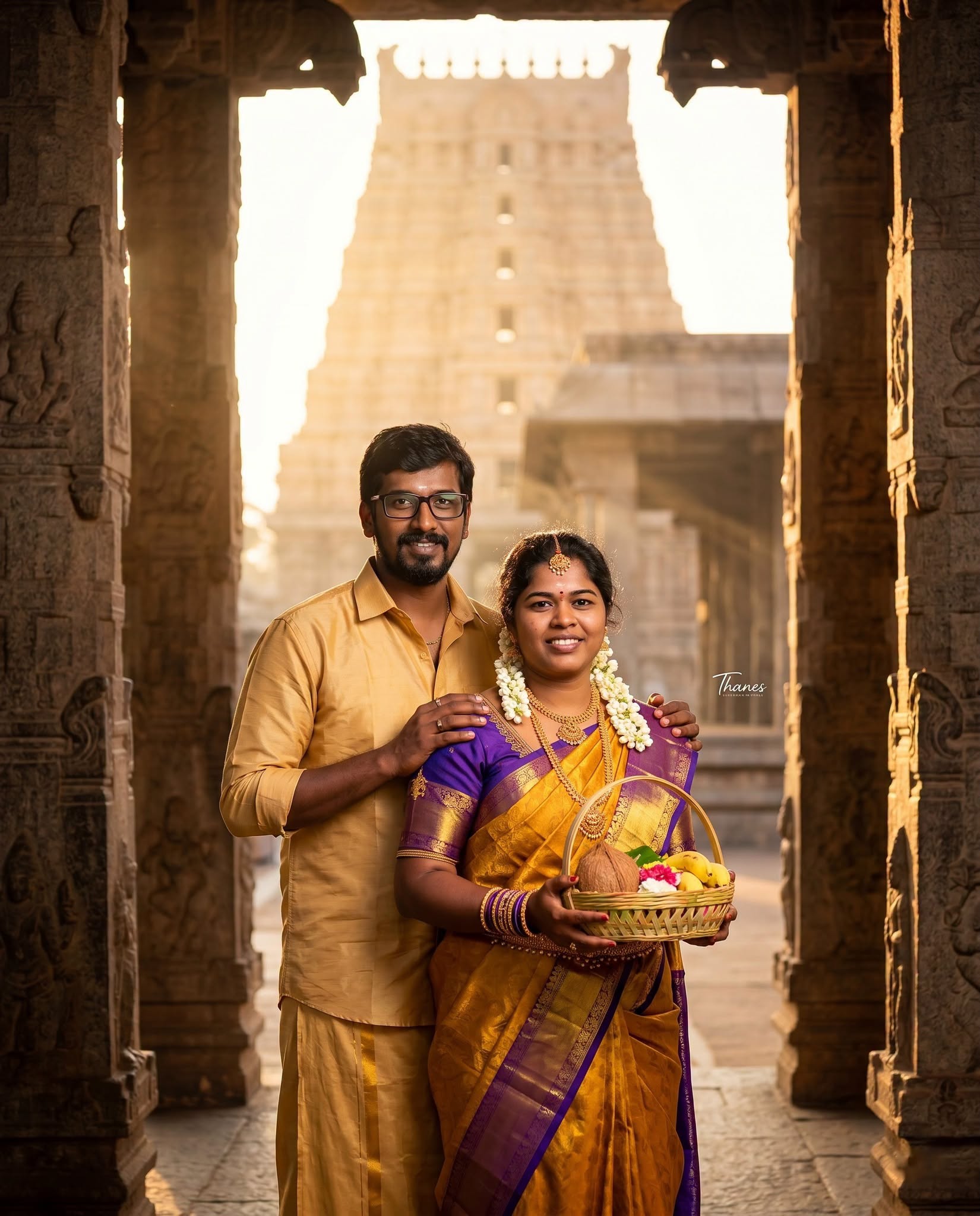 Divine Tamil Temple Couple Portrait