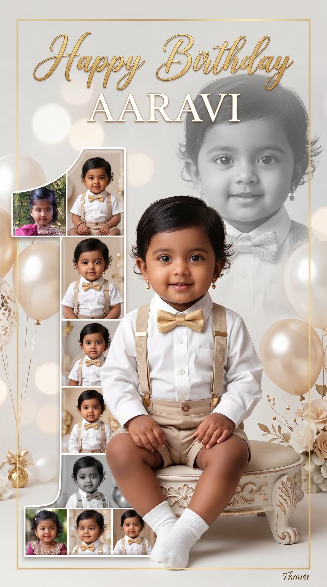 Luxury 1st Birthday Collage Poster