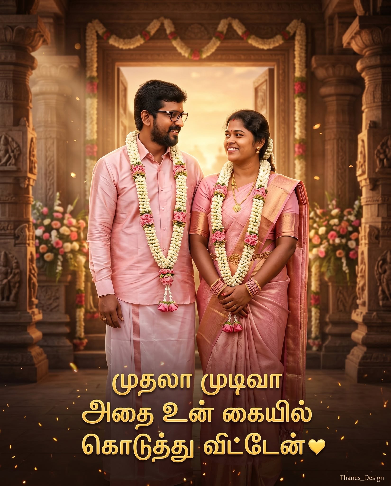 Cinematic South Indian Temple Couple Poster