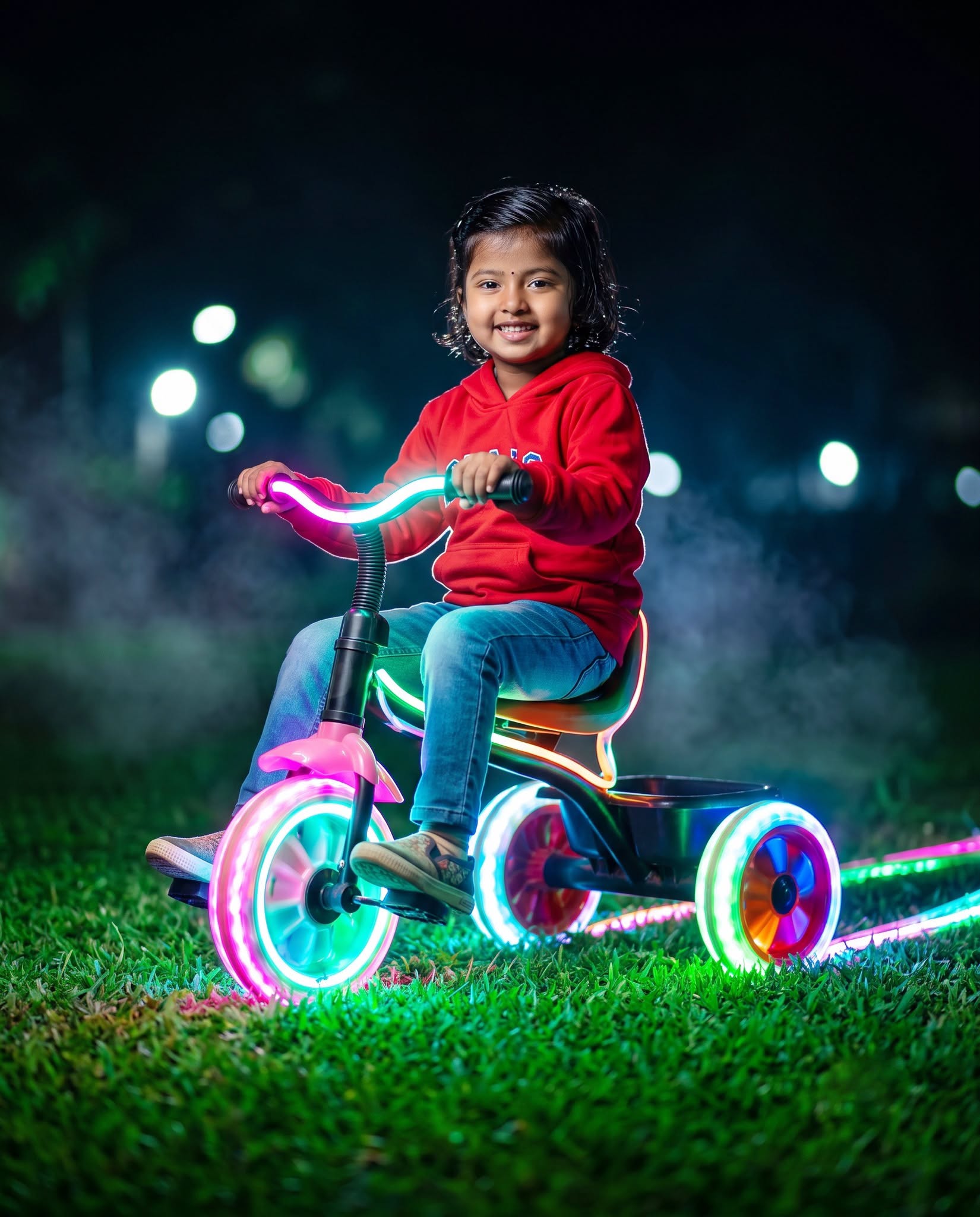 Neon Night Ride – Magical Kids Portrait