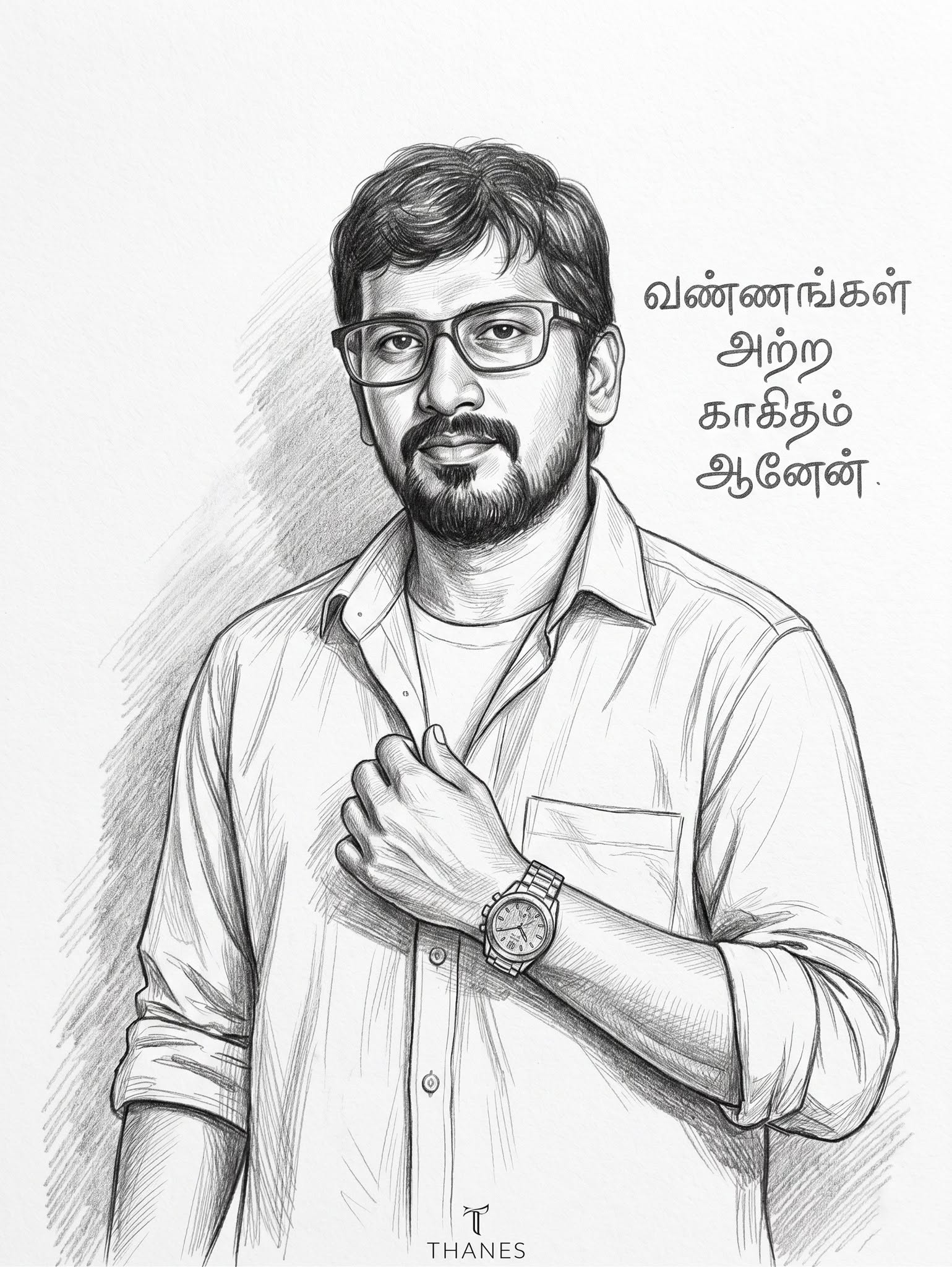 Graphite Pencil Portrait-வண்ணங்கள் அற்ற காகிதம் ஆனேன்
