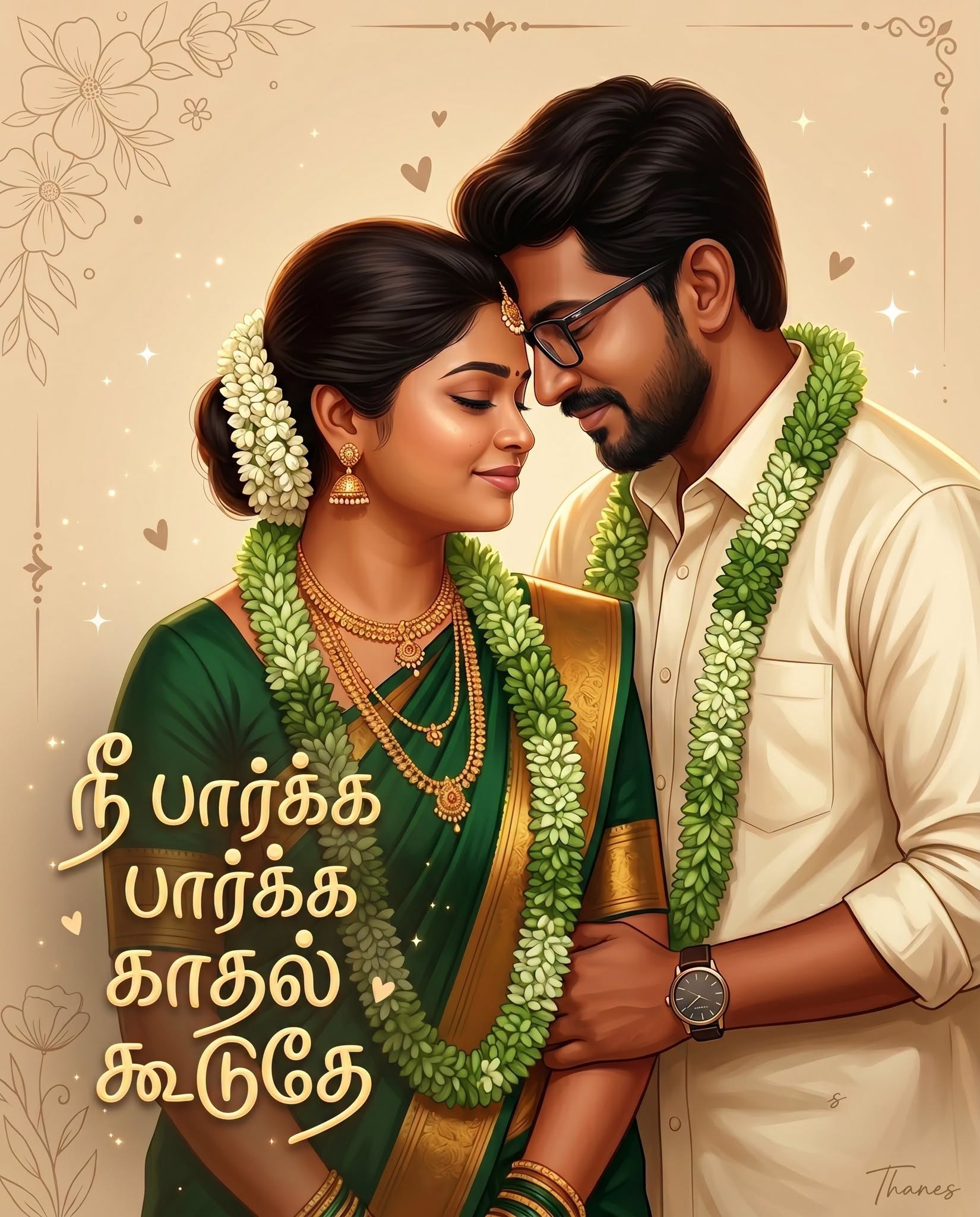 Romantic Wedding Couple Portrait-நீ பார்க்க பார்க்க காதல் கூடுதே