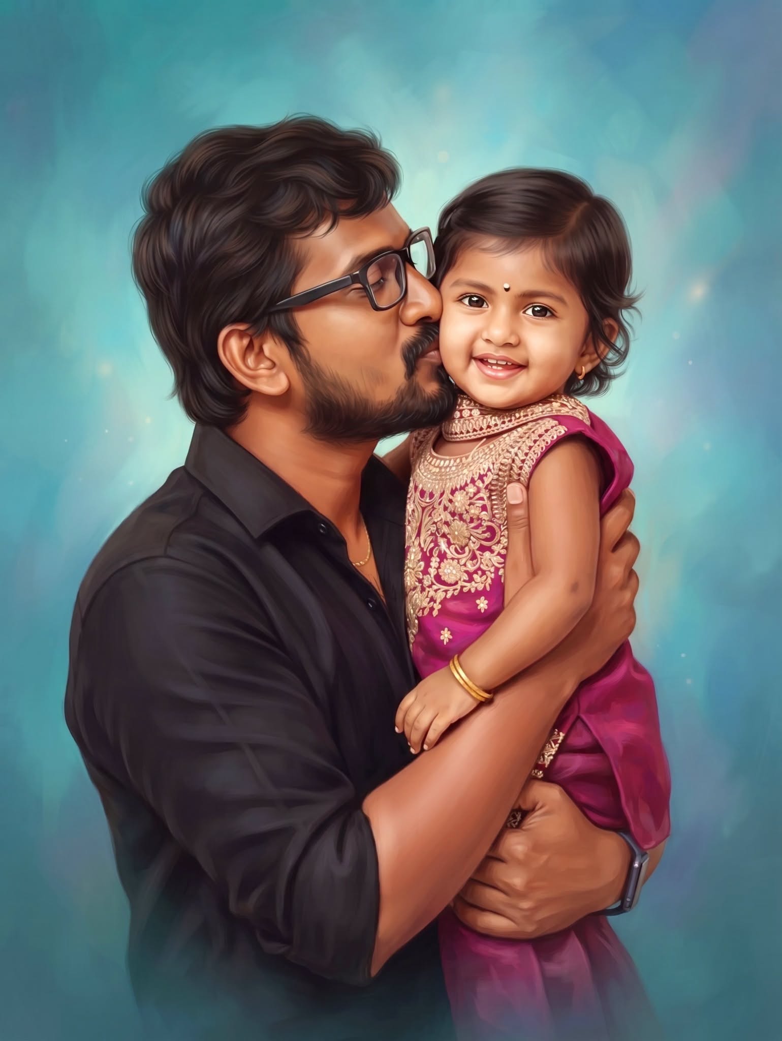 A Father's Love – Premium Digital Oil Portrait