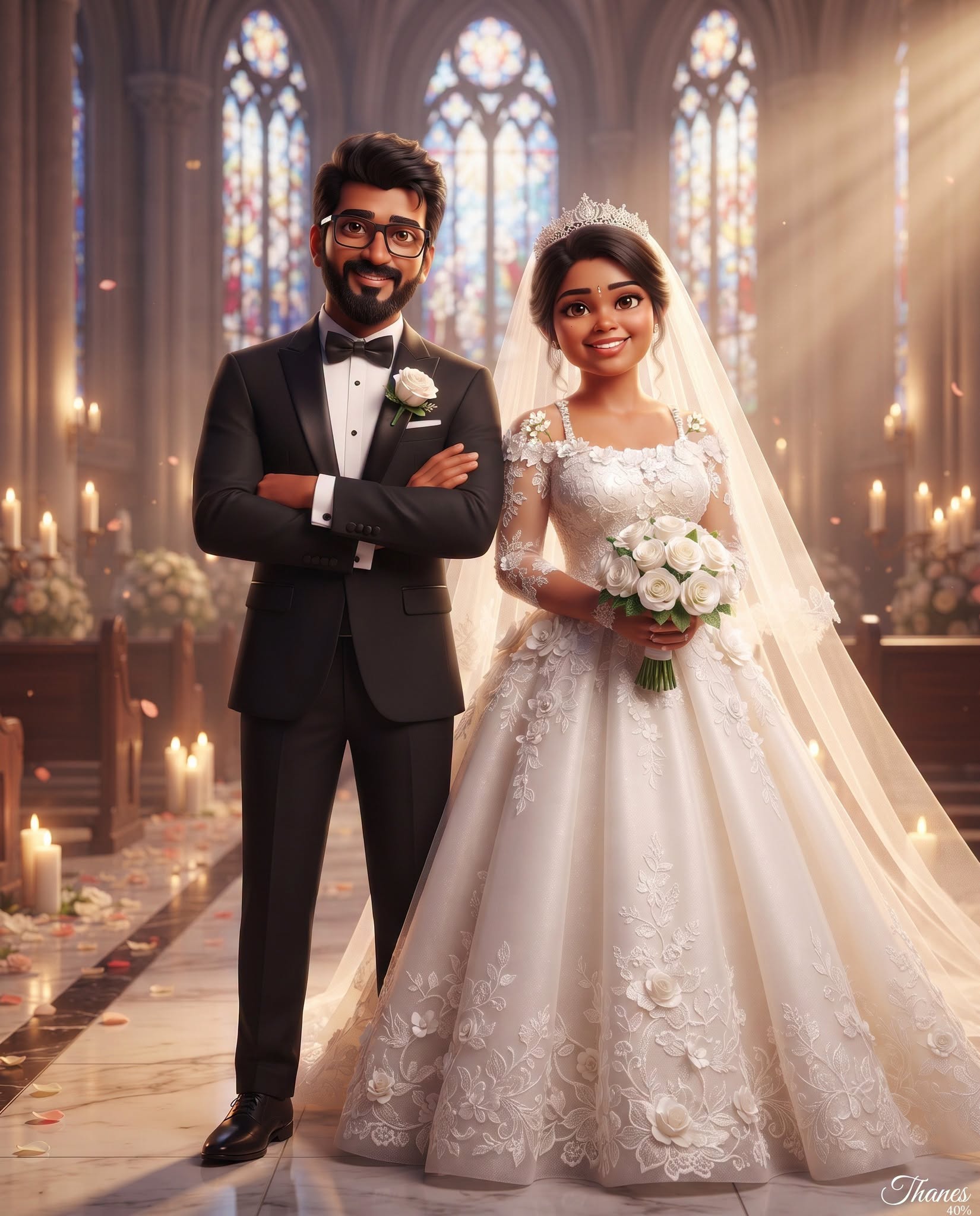 Enchanted Cathedral Wedding – 3D Animated Portrait