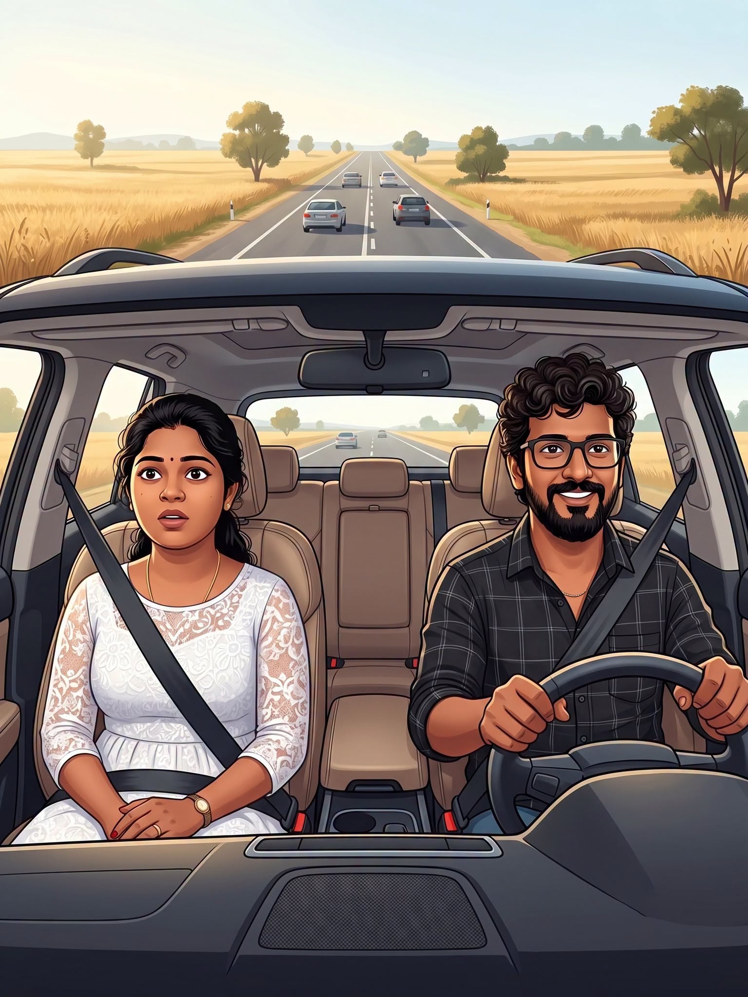 Road Trip Together – Cinematic Couple Illustration