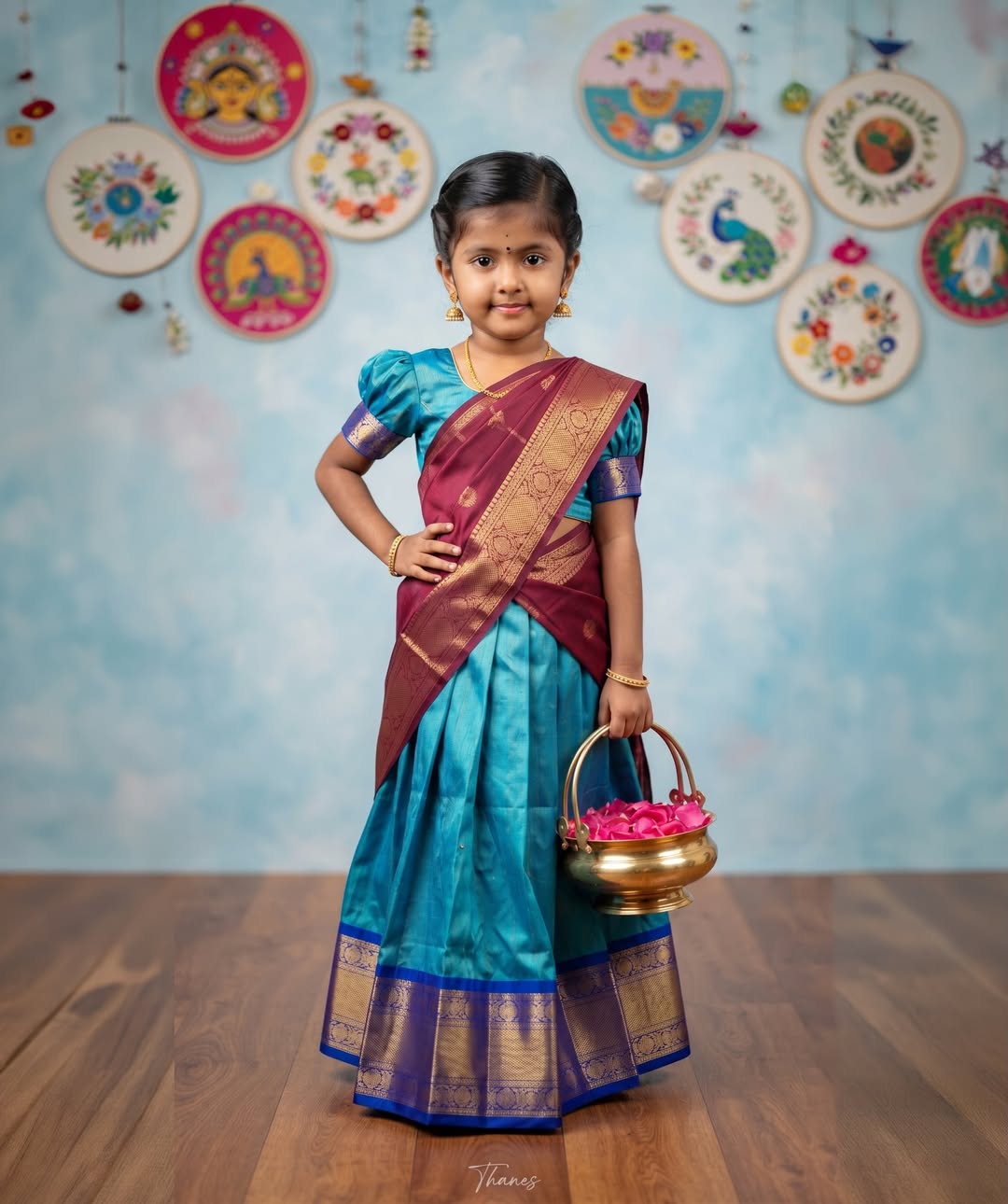Traditional South Indian Pattu Pavadai Portrait