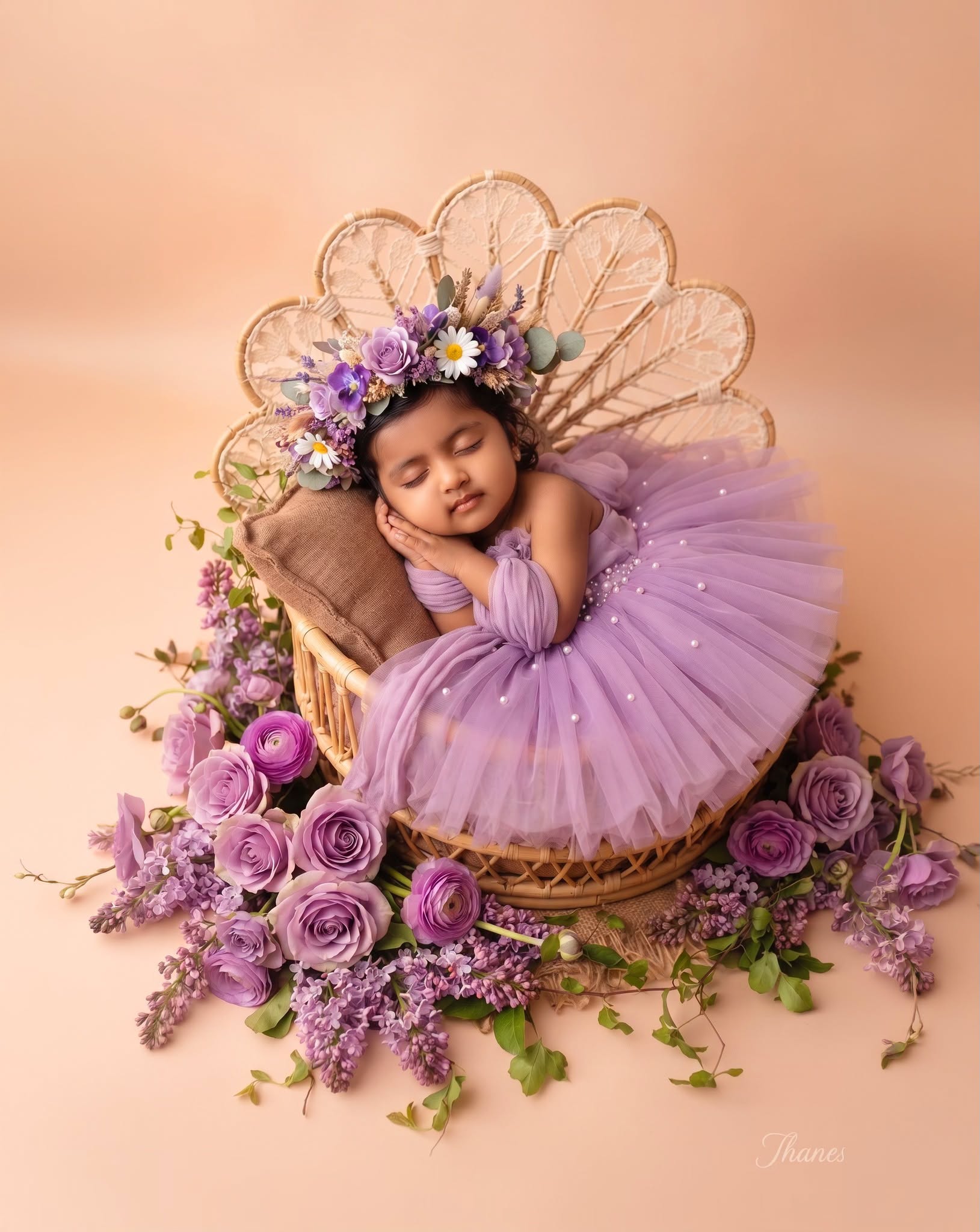Luxury Newborn Floral Basket Portrait