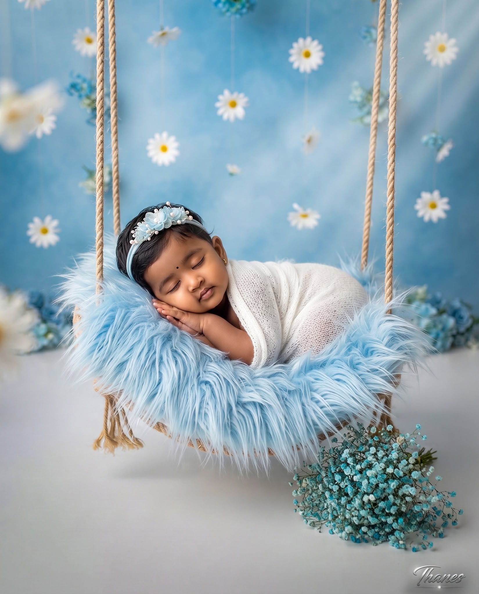 Ultra-Realistic Luxury Newborn Swing Portrait