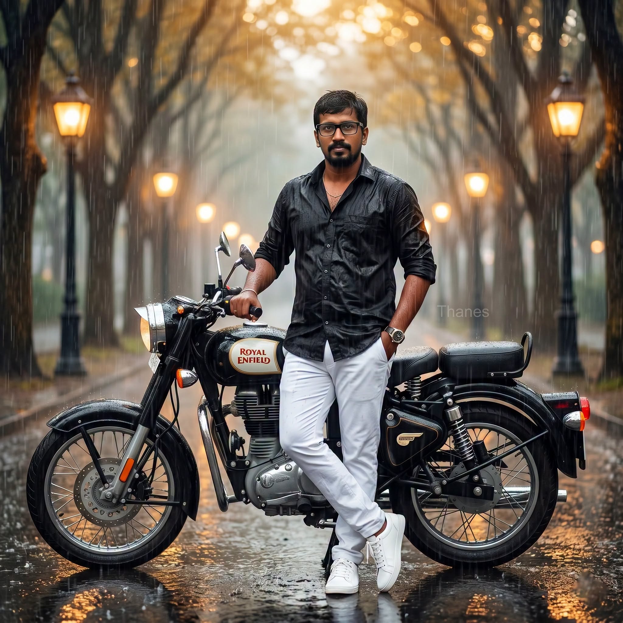 Monsoon Rider – Premium Cinematic Royal Enfield Portrait