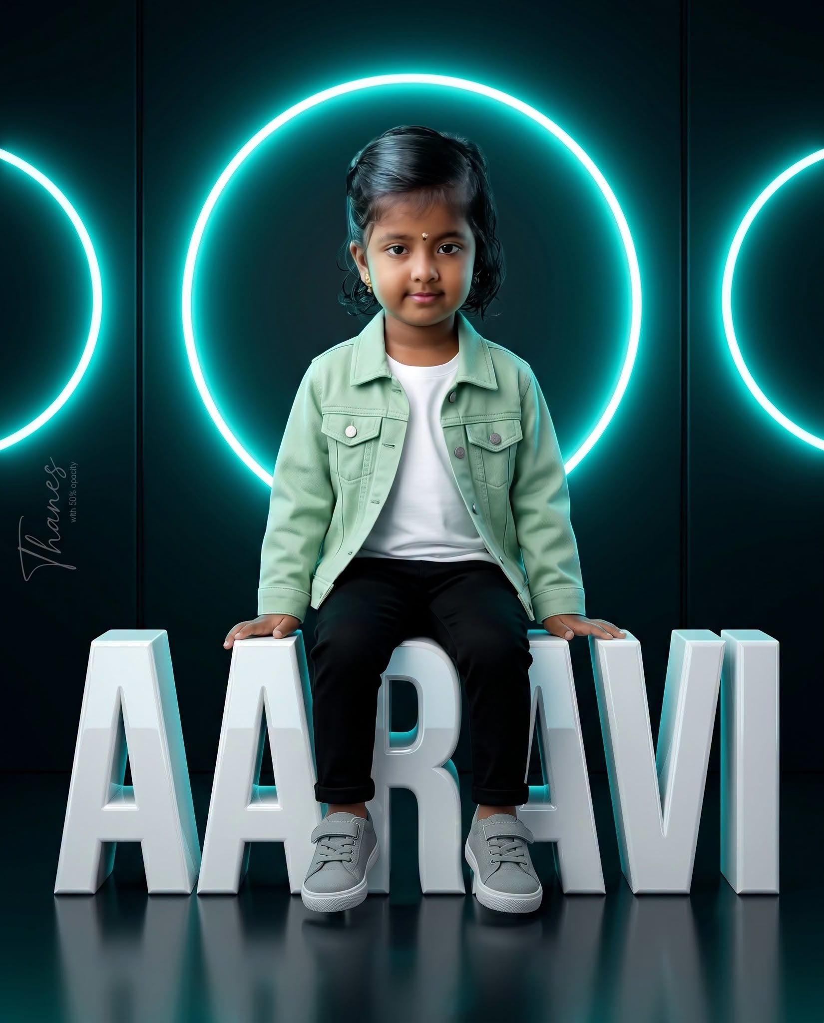 Premium 3D Baby Name Studio Poster