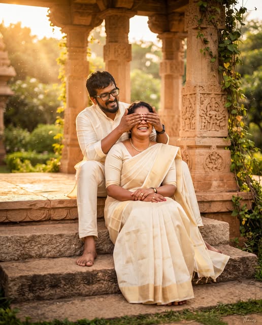 Golden Heritage Surprise – Premium Cinematic Couple Portrait
