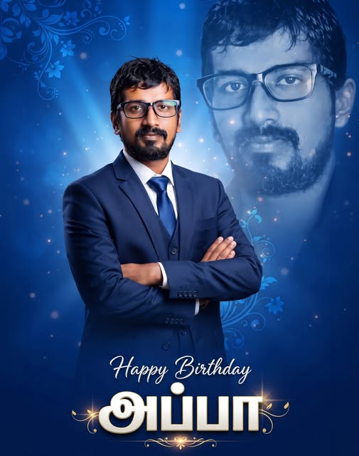Luxury Cinematic Birthday Poster for Father | Royal Blue Premium Design