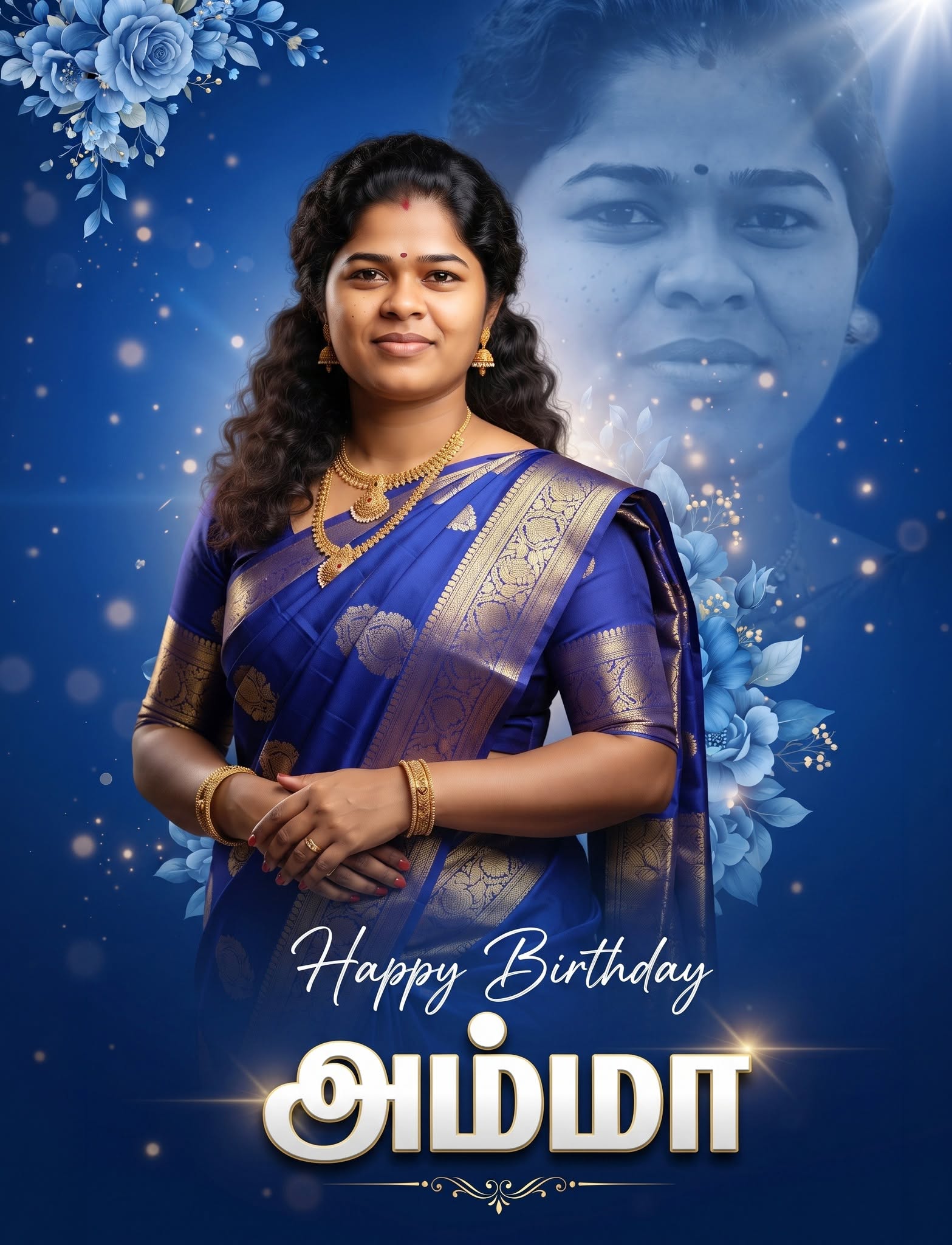 Luxury Cinematic Birthday Poster for Mother | Royal Blue Premium Design