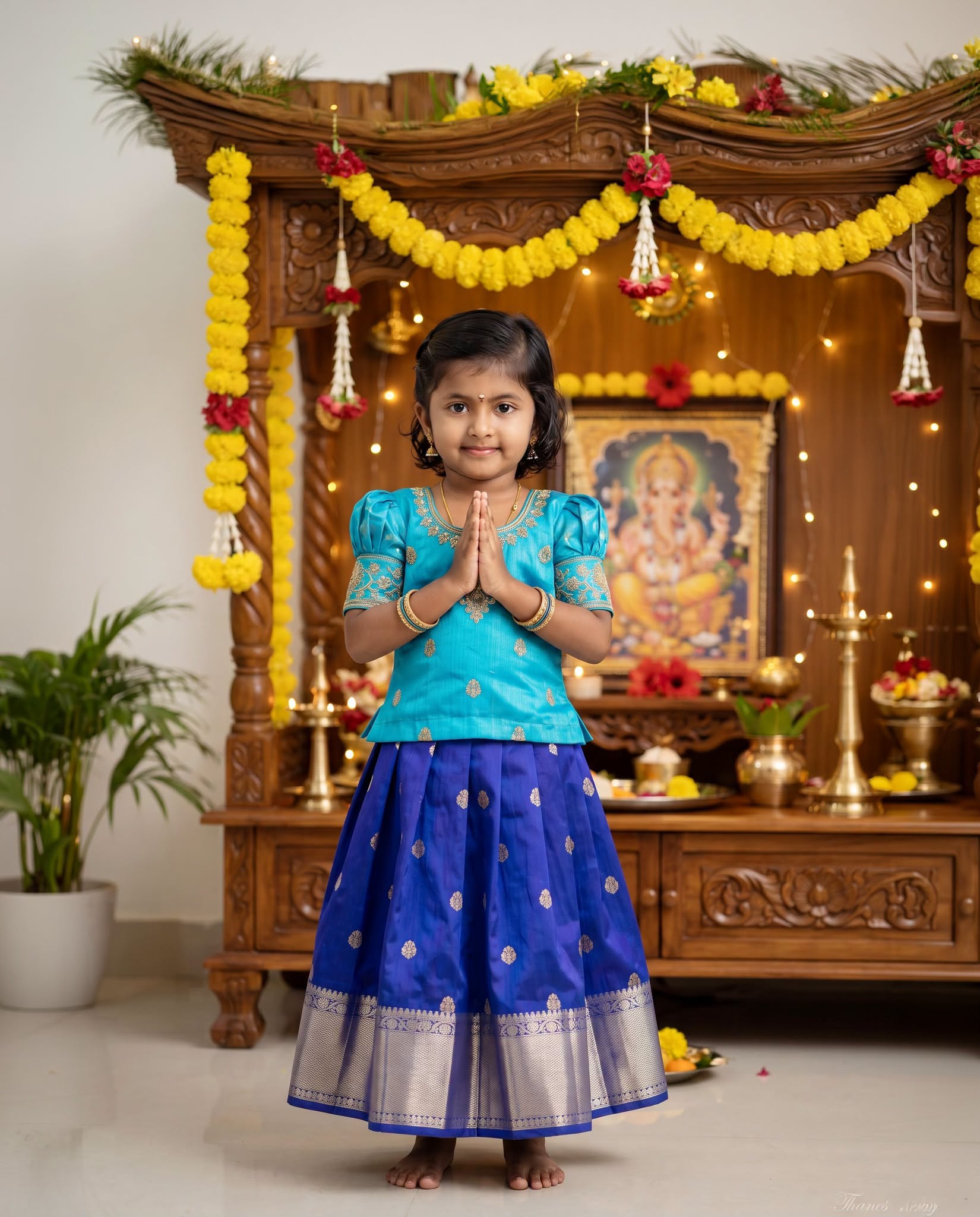 🪔 Traditional Indian Pooja Portrait | Ultra Realistic Baby Girl Photo Manipulation ✨