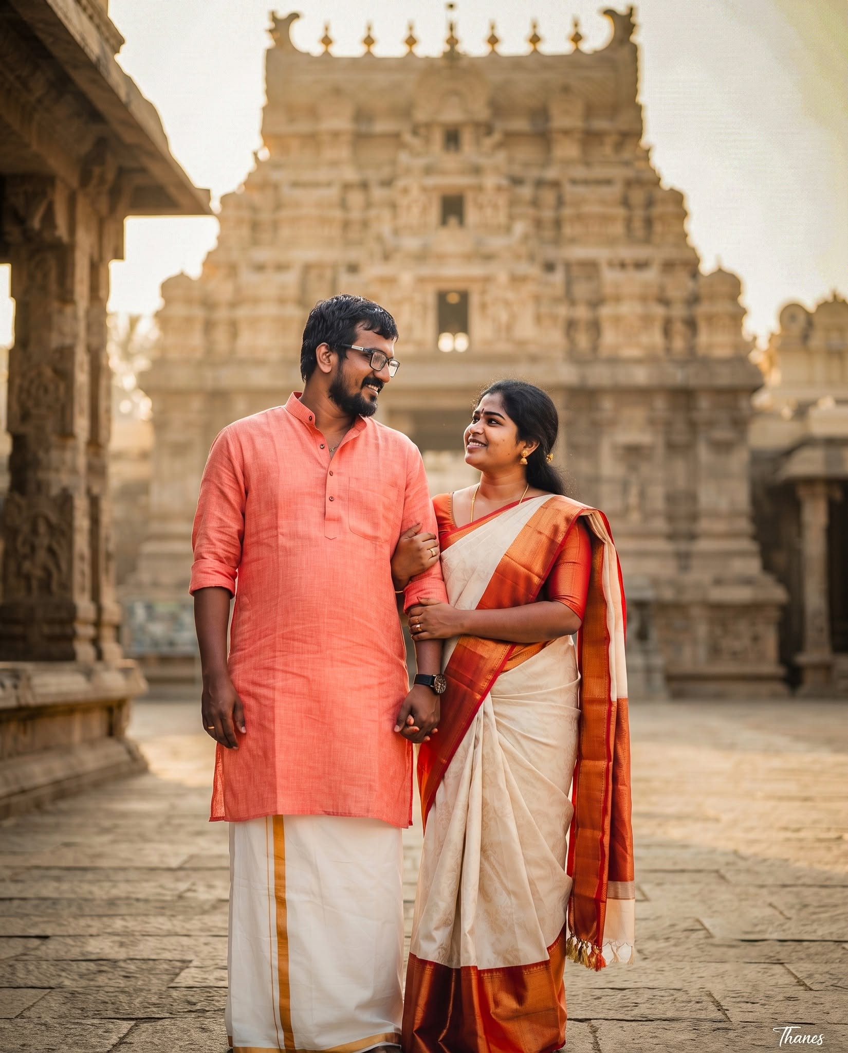 🏛️ South Indian Temple Couple Portrait | Ultra Realistic Cinematic Photo Manipulation ❤️