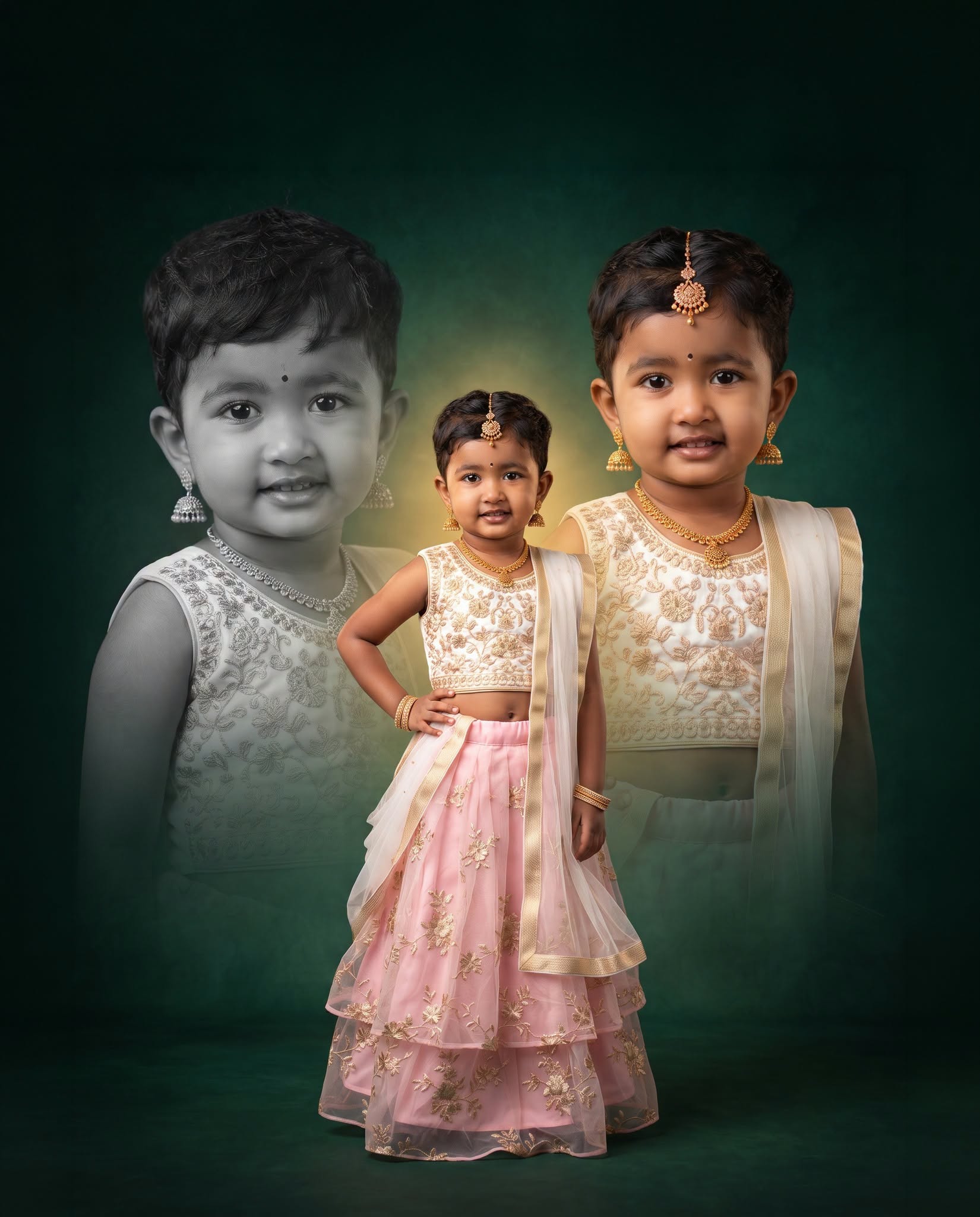 Luxury Triple Portrait Kids Fashion Poster