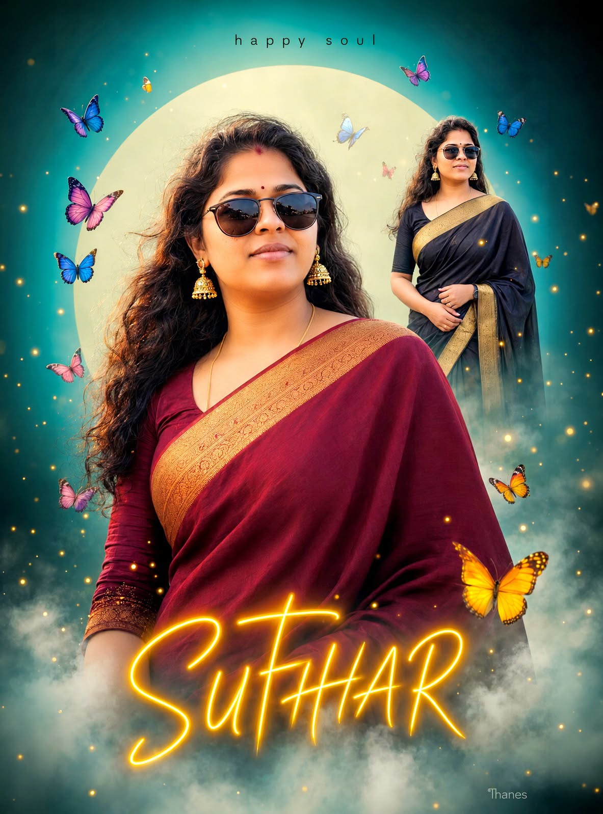 Happy Soul Luxury Saree Portrait Poster