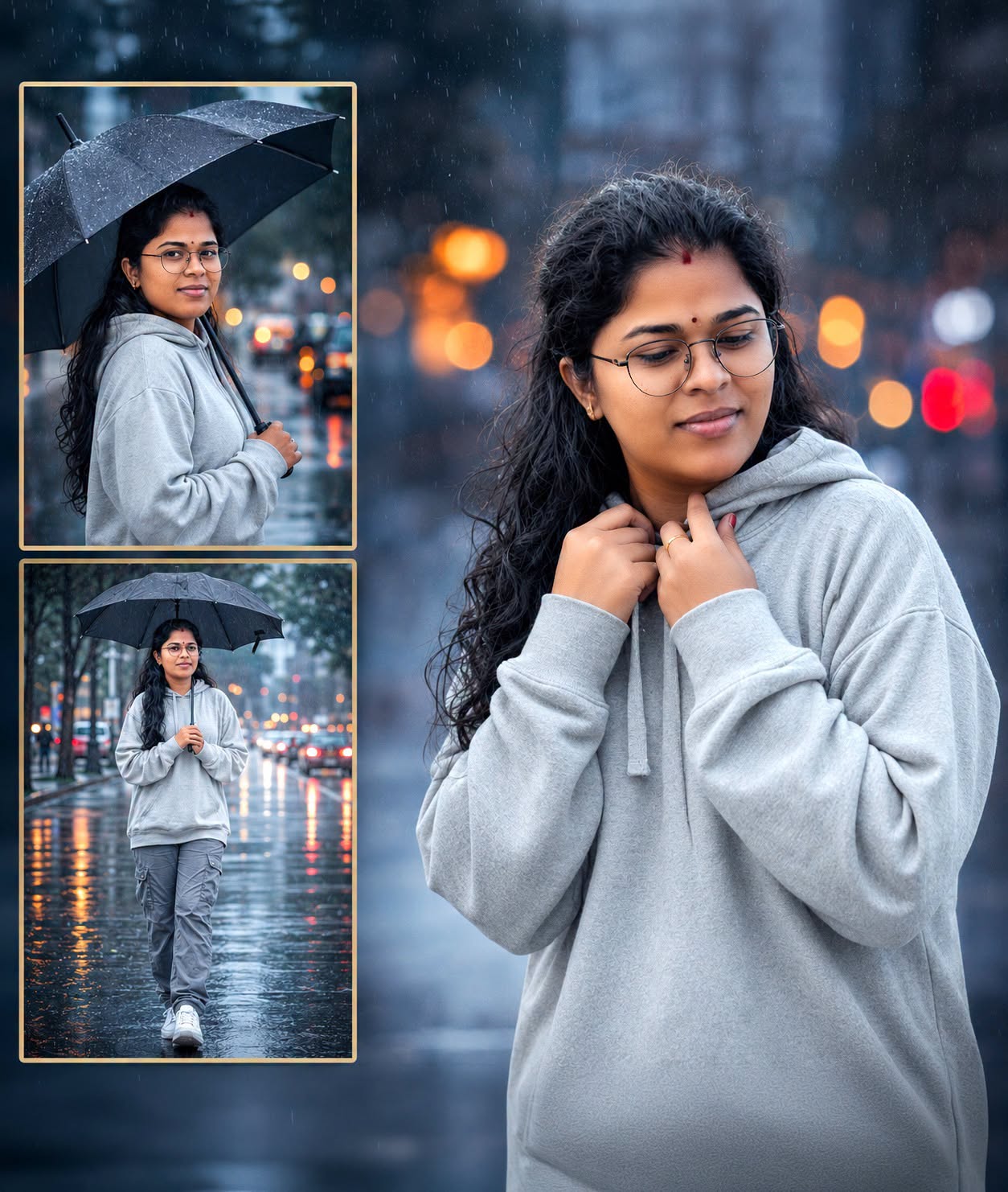 Cinematic Rainy Day Portrait Collage